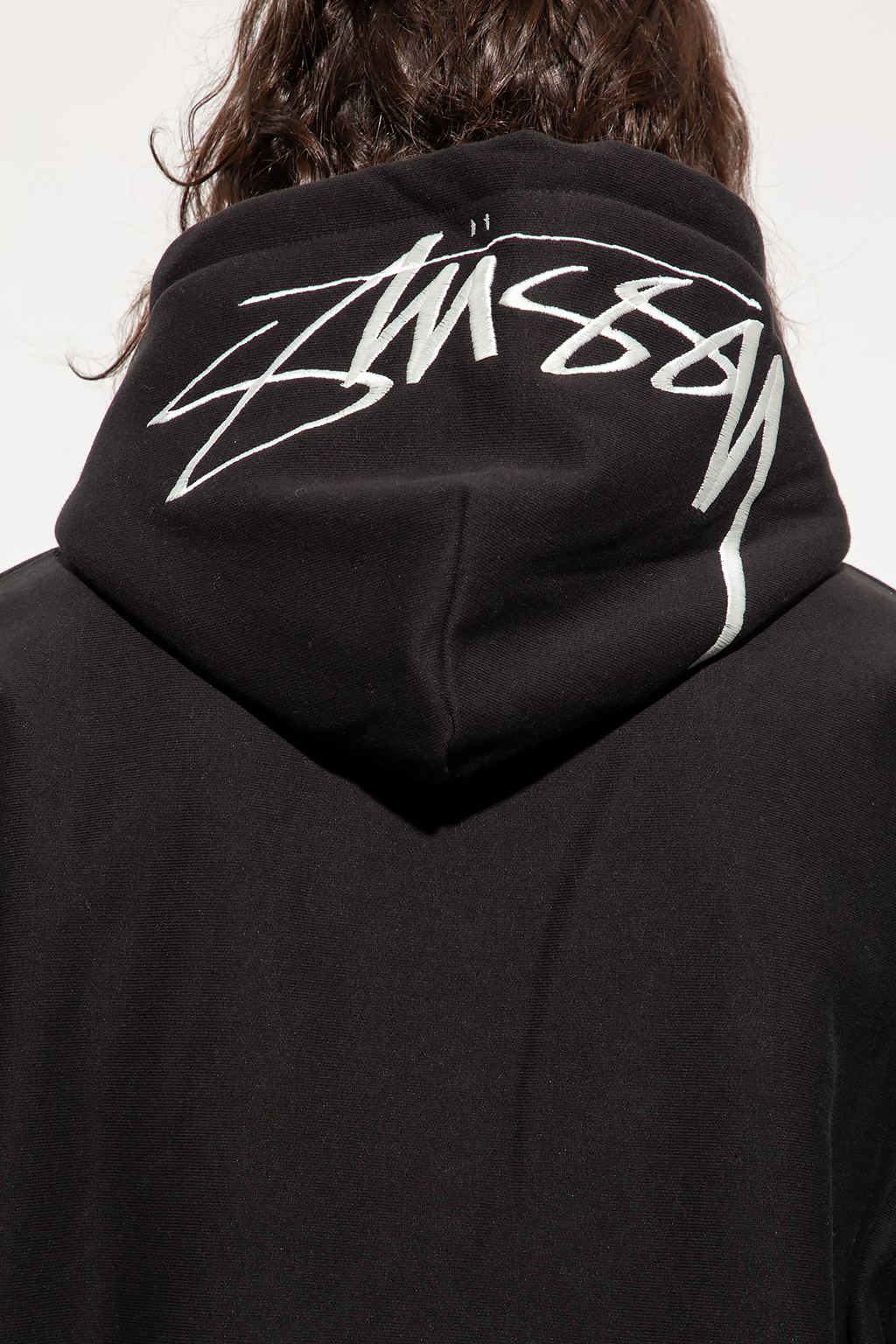 SchaferandweinerShops Gambia embroidered hoodie Stussy Black Logo a water resistant or waterproof jacket